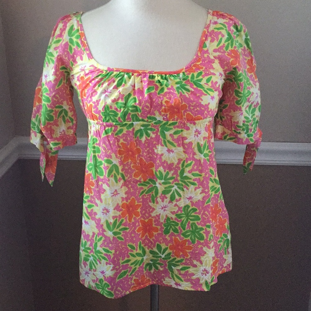 Lilly Pulitzer Floral Top Tunic Sz 4